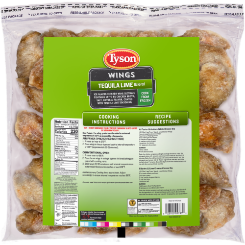 Tyson® Uncooked Tequila Lime Flavored Ice Glazed Chicken Wing Sections Perspective: back