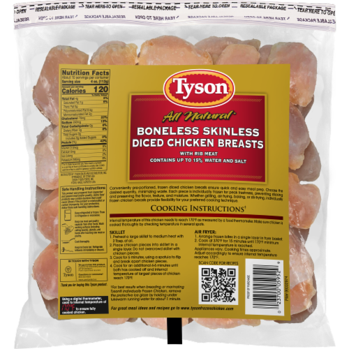 Tyson® Boneless Skinless Diced Chicken Breasts Perspective: back