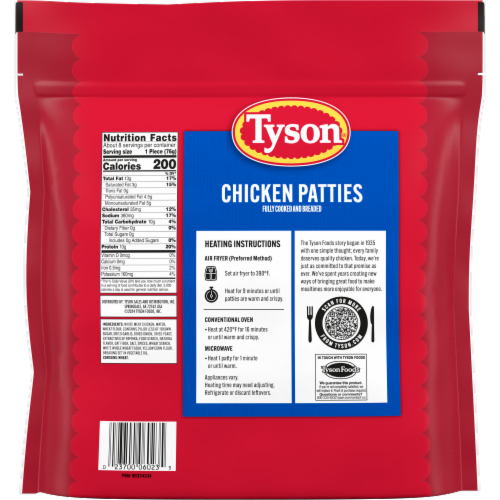 Tyson Frozen Chicken Patties Perspective: back