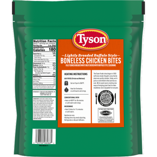Tyson® Lightly Breaded Buffalo Style Frozen Boneless Chicken Bites Perspective: back
