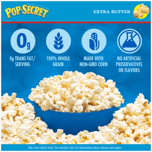 Pop Secret Microwave Popcorn Extra Butter Flavor 3.2 Oz Sharing Bags Perspective: back