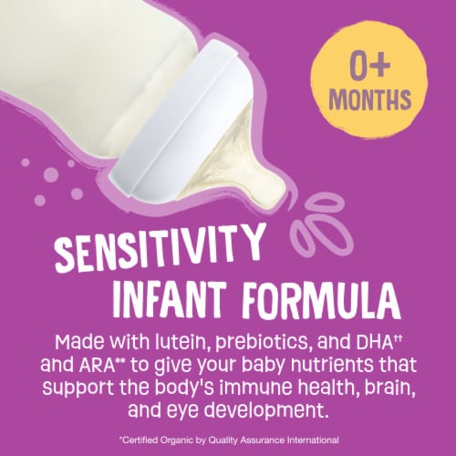 Earth's Best Organic Sensitivity Infant Formula, 0-12 Months, Reduced Lactose, with Iron, DHA & ARA Perspective: back