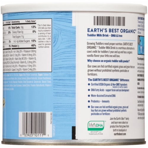 Earth's Best Organic Toddler Milk Drink Powder Perspective: back