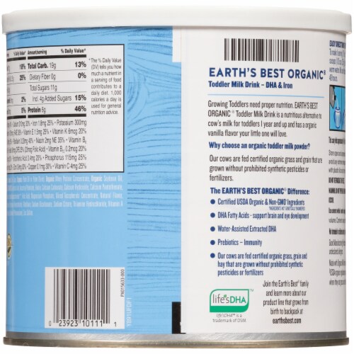 Earth's Best Organic Toddler Milk Drink Powder Perspective: back