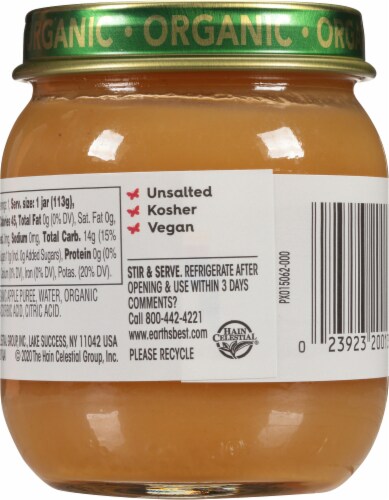Earth's Best Stage 2 Organic Apples & Apricots Jar Perspective: back