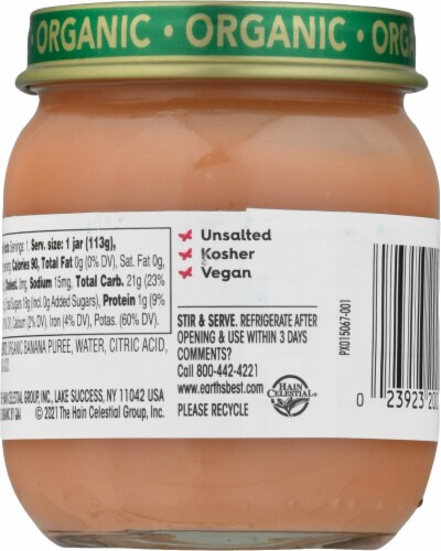 Earth's Best Organic® Bananas Stage 2 Baby Food Perspective: back