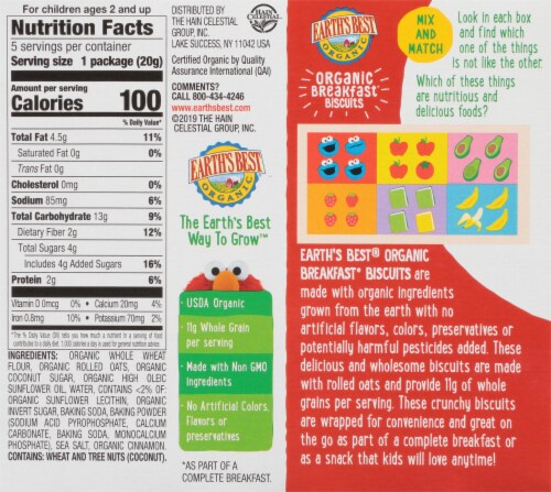 Earth's Best Organic® Golden Oat Breakfast Biscuits Perspective: back