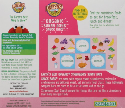 Earth's Best® Organic Strawberry Sunny Days Snack Bars Perspective: back