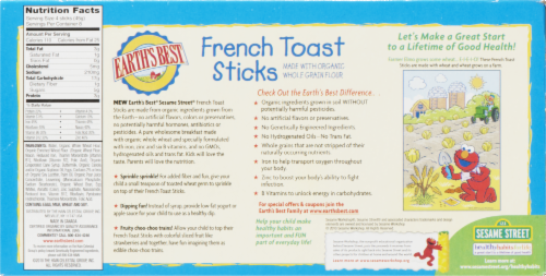Earth's Best French Toast Sticks Perspective: back