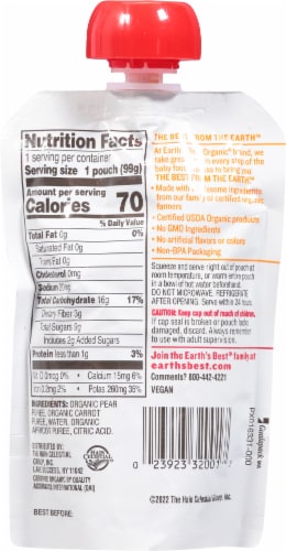 Earth's Best Organic® Pear Carrot Apricot Baby Food Puree Perspective: back