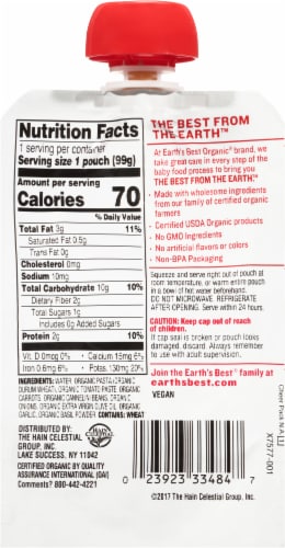 Earth’s Best Organic Pasta with Tomato & White Bean Baby Food Perspective: back