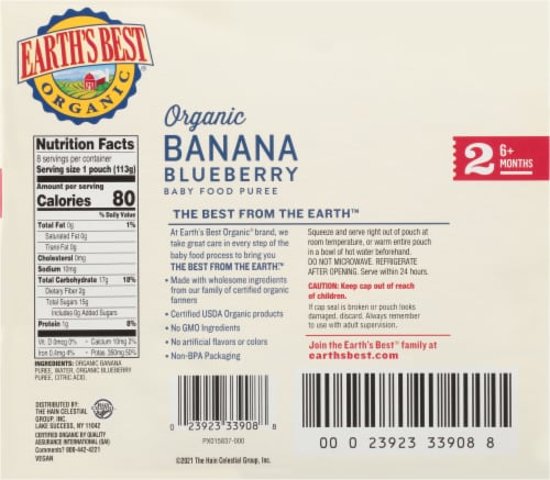 Earth's Best® Organic Banana Blueberry Stage 2 Baby Food Perspective: back