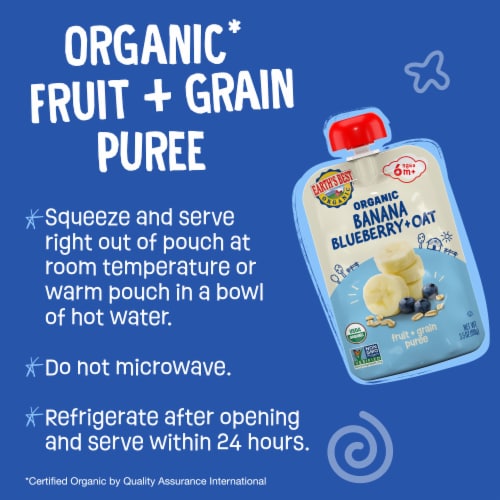 Earth's Best Organic® Wholesome Breakfast Banana Blueberry & Oat Stage 2 Baby Food Pouch Perspective: back