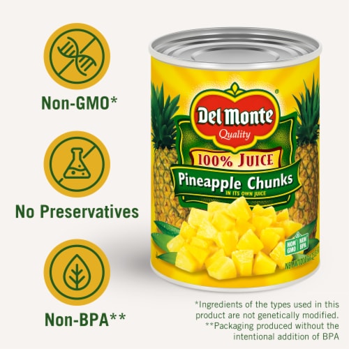 Del Monte® Pineapple Chunks in 100% Juice Perspective: back