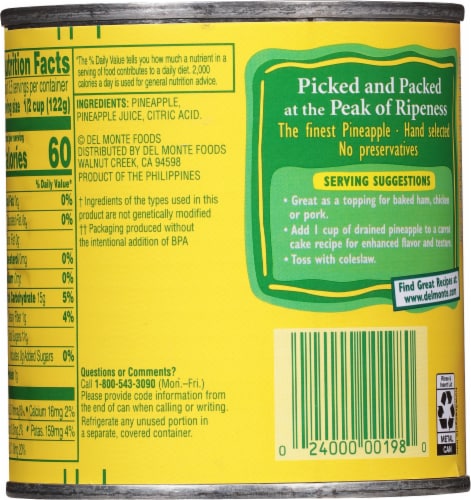 Del Monte® Canned Crushed Pineapple Perspective: back