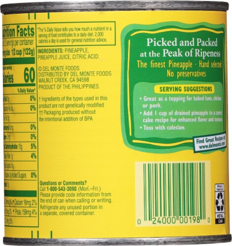 Del Monte® Crushed Pineapple Perspective: back