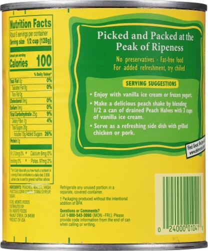 Del Monte® Yellow Cling Peach Halves in Heavy Syrup Perspective: back