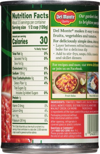 Del Monte Petite Cut Diced Tomatoes Perspective: back