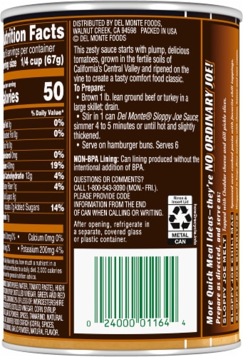 Del Monte Original Sloppy Joe Sauce Perspective: back