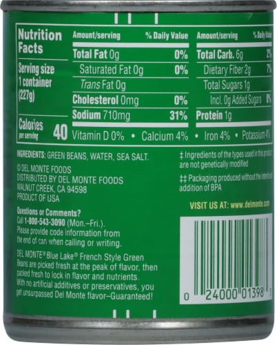 Del Monte® Fresh Cut French Style Green Beans Perspective: back