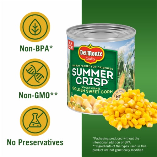 Del Monte Summer Crisp Whole Kernel Corn Golden Sweet Corn Perspective: back