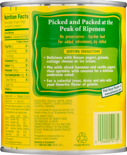 Del Monte Lite Fruit Cocktail Perspective: back