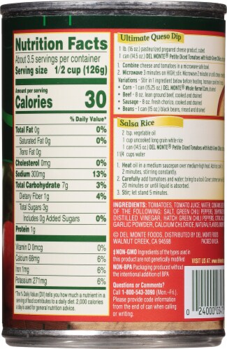 Del Monte Petite Diced Tomatoes with Hatch Green Chilies Perspective: back