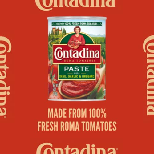 Contadina Canned Tomato Paste with Garlic, Basil, and Oregano Perspective: back