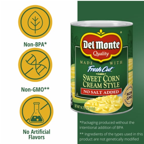 Del Monte No Salt Added Golden Sweet Corn Cream Style Perspective: back