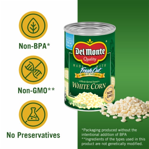 Del Monte Harvest Selects White Whole Kernel Corn Perspective: back