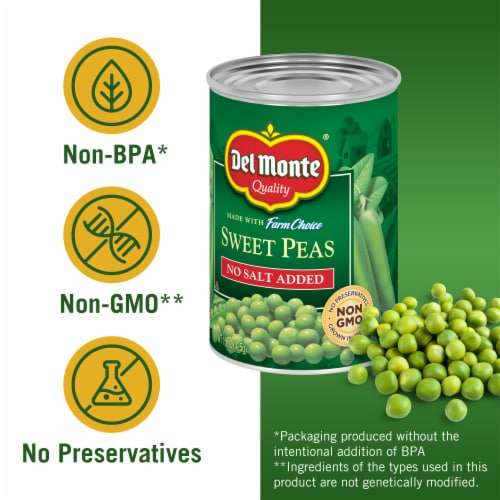 Del Monte No Salt Added Sweet Peas Perspective: back