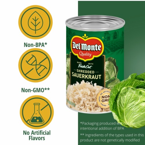 Del Monte Shredded Sauerkraut Perspective: back