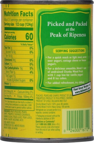 Del Monte 100% Juice Chunky Mixed Fruit Perspective: back