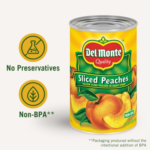 Del Monte® Yellow Cling Sliced Peaches in Heavy Syrup Canned Fruit Perspective: back