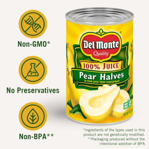 Del Monte Pear Halves in 100% Juice Perspective: back