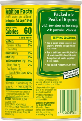 Del Monte® Lite Pear Halves in Extra Light Syrup Perspective: back