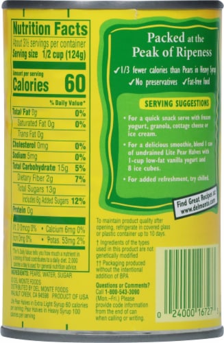 Del Monte® Lite Pear Halves in Extra Light Syrup Perspective: back