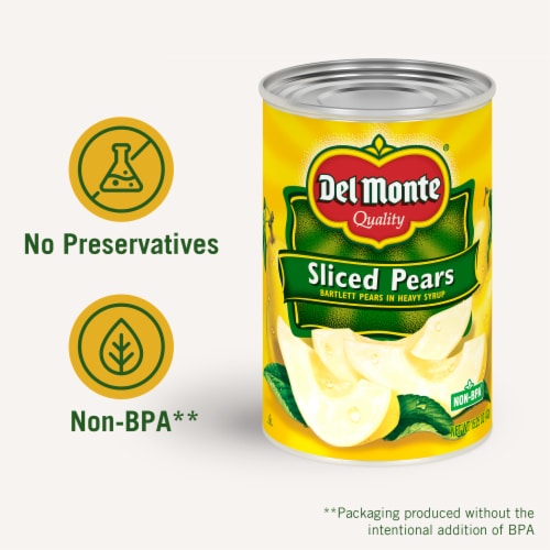 Del Monte® Sliced Bartlett Pears in Heavy Syrup Canned Fruit Perspective: back