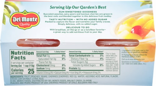 Del Monte® Cherry Flavored Mixed Fruit Cup No Sugar Added 4 Pack Perspective: back