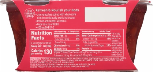Del Monte® Fruit Refreshers Fruit Cup Peaches and Chia in Strawberry Dragon Fruit Flavored Water Perspective: back