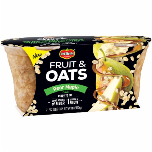Del Monte Fruit & Oats Pear Maple Cups 2 Count Perspective: back
