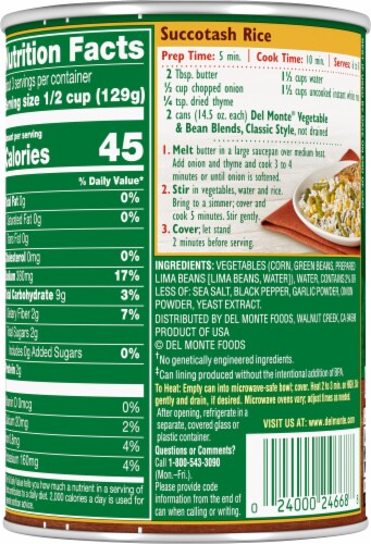 Del Monte® Classic Style Vegetable & Bean Blend Perspective: back