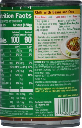 Del Monte Mexican Style Vegetable & Bean Blend Perspective: back