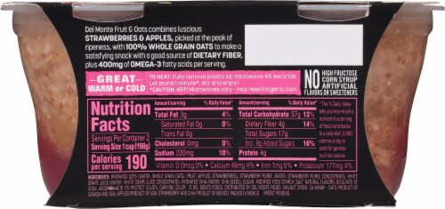 Del Monte Fruit and Oats Strawberry Apple Fruit Cups Perspective: back