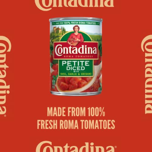 Contadina Petite Diced Tomatoes with Garlic, Basil & Oregano Tomatoes Perspective: back