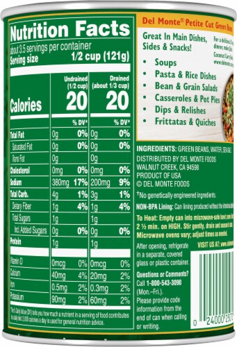 Del Monte® Fresh Cut® Petite Cut Green Beans Perspective: back