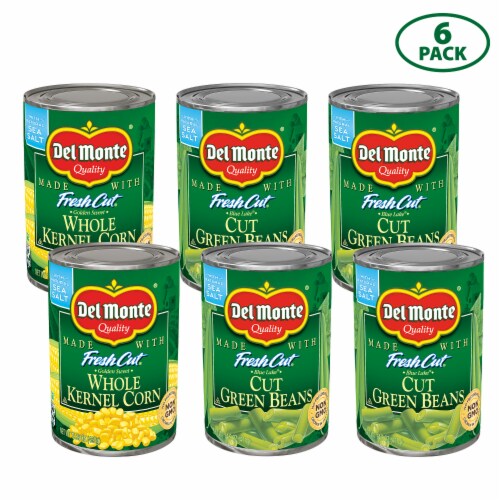 DEL MONTE FRESH CUT Canned Vegetables Variety Pack Green Beans and Whole Kernel Corn 6 Pack Perspective: back
