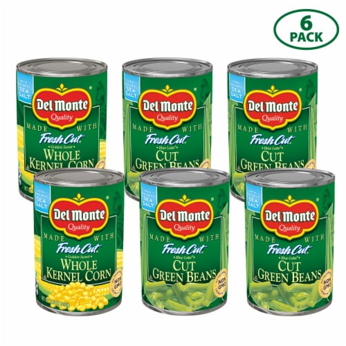 DEL MONTE FRESH CUT Canned Vegetables Variety Pack Green Beans and Whole Kernel Corn 6 Pack Perspective: back