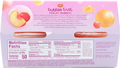 Del Monte® Bubble Fruit Cup Snacks Peach Strawberry Lemonade 4 Pack Perspective: back