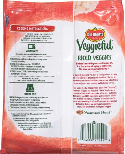 Del Monte® Veggieful™ Southwest Riced Cauliflower Frozen Vegetables Perspective: back